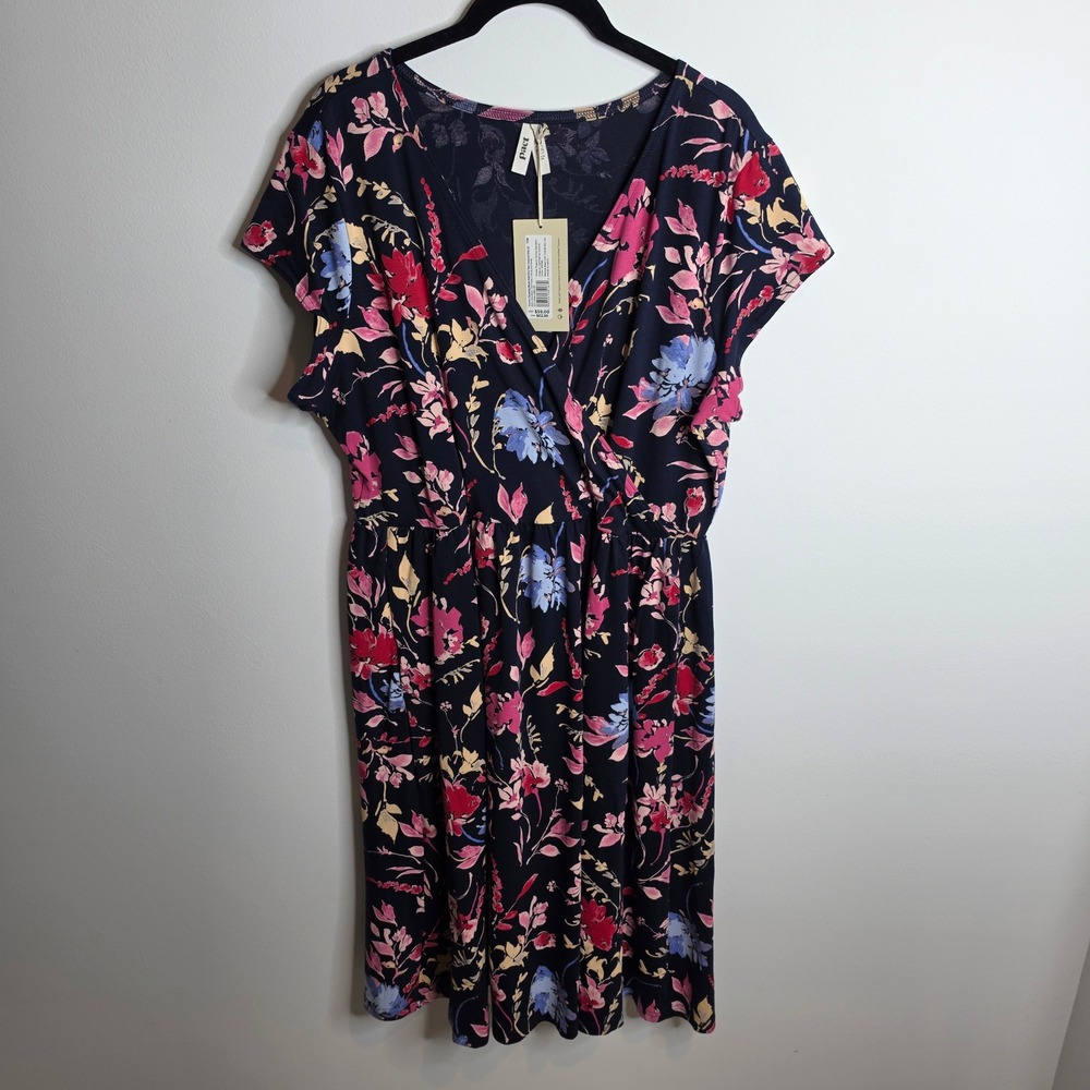 Pact NWT Floral Fit and Flare Wrap Dress Womens XXL